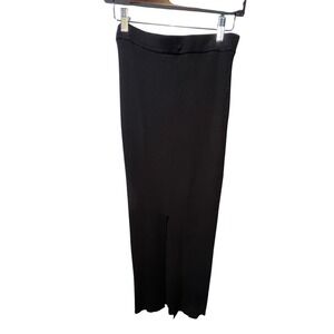 Olive + Oak Ribbed Knit Maxi Skirt High Waist‎ Slit Black Women's M
